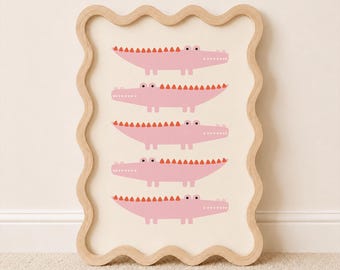 Pink Crocodile Nursery Print | Safari Animal Wall Art (Digital Download)