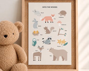 Woodland Nursery Print | Forest Animals Wall Art (Digital Download)