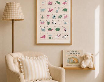 Animal Alphabet Print | Printable Nursery Wall Art | ABC Poster | Educational Kids Room Decor | Montessori Playroom Print | Instant Download