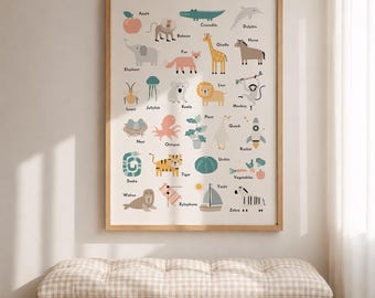 Animal Alphabet ABC Print | Scandinavian Nursery Wall Art (Digital Download)