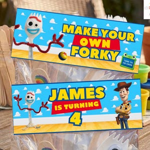 Toy Story make your own forky Label Template, Editable Toy Story Forky Craft Tag, Toy Story Forky Bag Labels, Toy Story Forky Bag Labels image 1