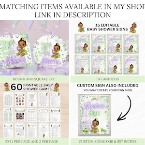 Bearbeitbares Prinzessin Baby Tiana Baby Shower Willkommensschild, Tiana Baby Shower, Baby Tiana Babyparty Willkommensschild, Baby Tiana willkommen Bild 10