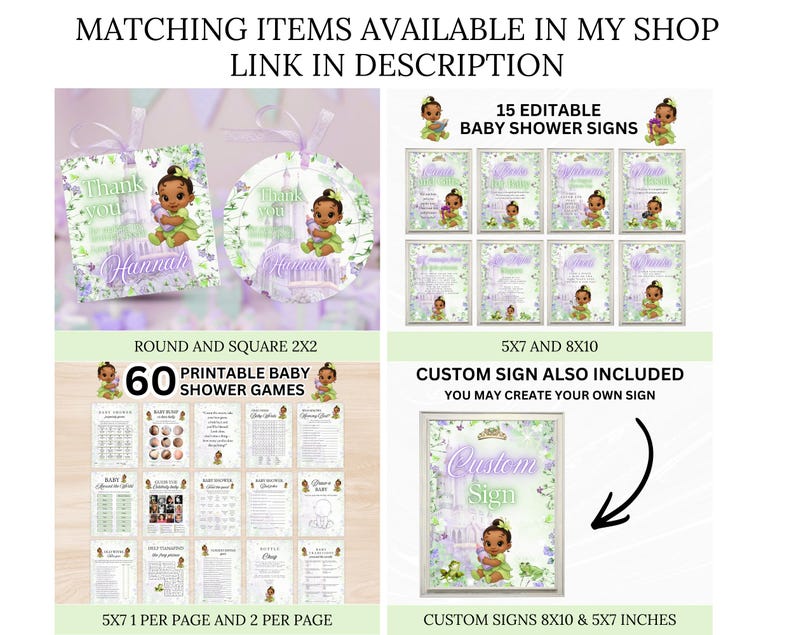 Bearbeitbares Prinzessin Baby Tiana Baby Shower Willkommensschild, Tiana Baby Shower, Baby Tiana Babyparty Willkommensschild, Baby Tiana willkommen Bild 10