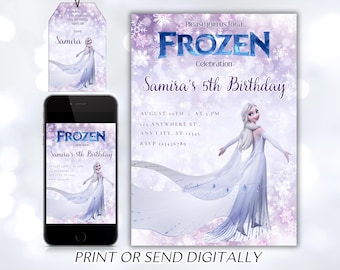 Frozen Birthday Invitation Frozen Invitation Princess Elsa Anna Party Invitation Girl Frozen Birthday Invite Theme EDITABLE Digital Instant