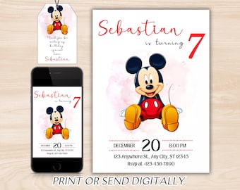 Mickey Mouse Birthday Invitation, Mickey Mouse Invitation, Mouse Invite, Cute Mickey Mouse Party Invite, Instant Download, Mickey Birthday