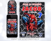 Editable Spiderman Invitation Birthday Party, Spiderman Digital Invitation, Spiderman Birthday, Editable With Canva, Instant Download