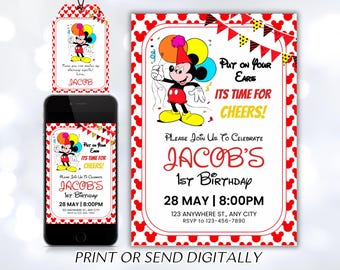 Mickey Mouse Birthday Invitation, Mickey Mouse Invitation, Mouse Invite, Cute Mickey Mouse Party Invite, Instant Download, Mickey Birthday