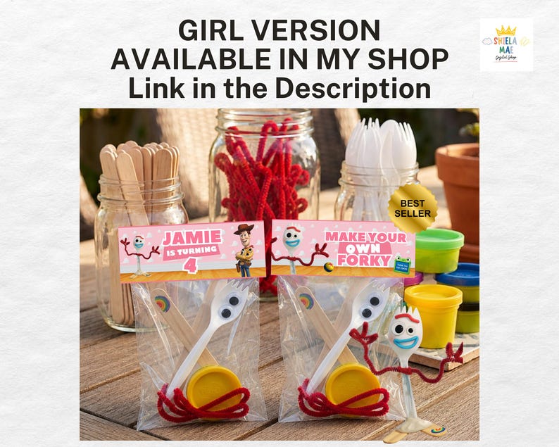 Toy Story make your own forky Label Template, Editable Toy Story Forky Craft Tag, Toy Story Forky Bag Labels, Toy Story Forky Bag Labels image 6