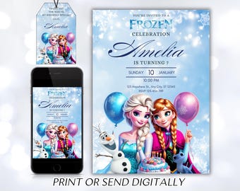 Invitación de cumpleaños de Frozen Invitación de Frozen Princesa Elsa Anna Invitación de fiesta Niña Invitación de cumpleaños de Frozen Tema EDITABLE Digital Instantáneo