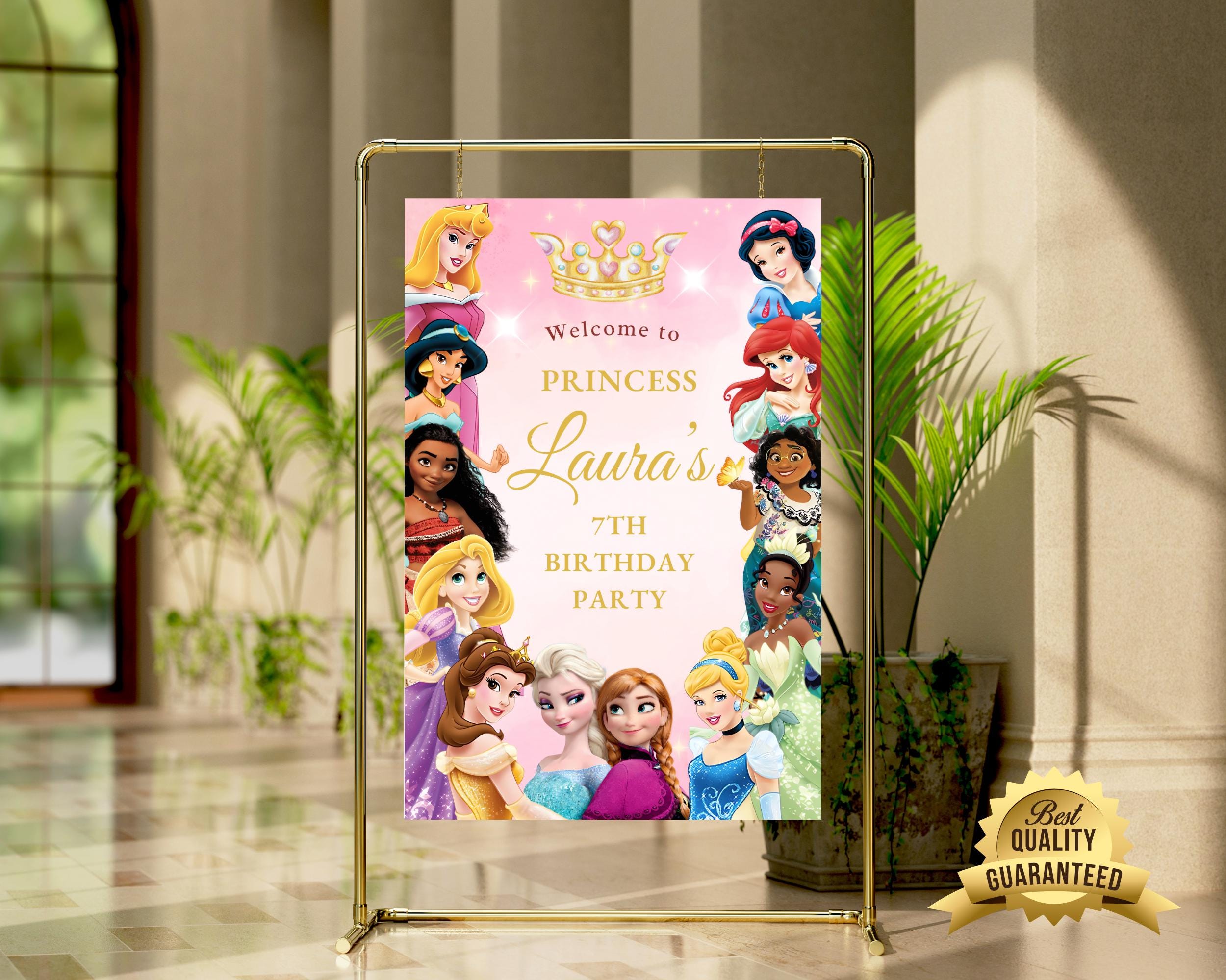 Welcome Princesses Princess Birthday Welcome Sign, Princess Welcome Poster, Princess Party ...
