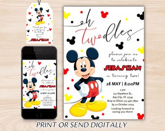 Mickey Mouse Birthday Invitation, Mickey Mouse Invitation, Mouse Invite, Cute Mickey Mouse Party Invite, Instant Download, Mickey Birthday