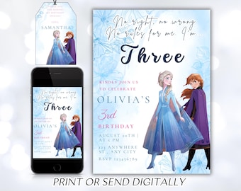 Invitación de cumpleaños de Frozen Invitación de Frozen Princesa Elsa Anna Invitación de fiesta Niña Invitación de cumpleaños de Frozen Tema EDITABLE Digital Instantáneo