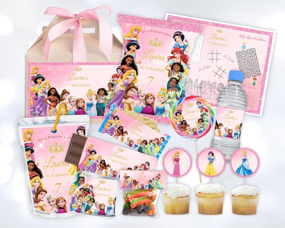 Princess Birthday Party Pack, Princess party favor, Princess party package, Princess Birthday Bundle, Princess Theme, Movie party, Canva