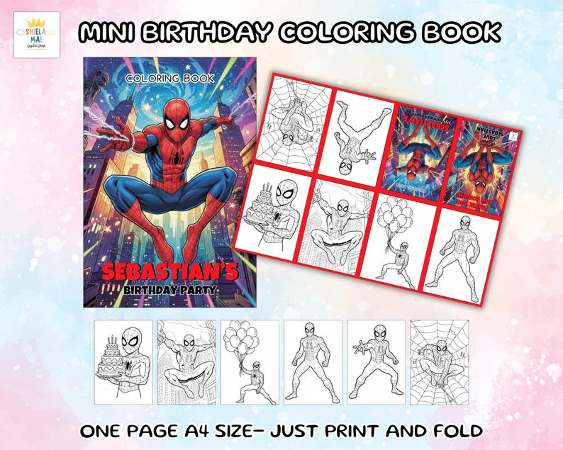 Editable Spiderman Mini Coloring Book, Spiderman Coloring Page ...