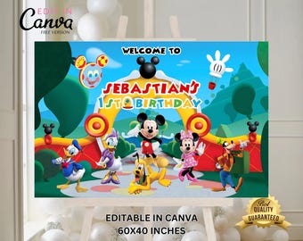 Muis clubhuis achtergrond, muis partij banner, muis clubhuis banner, muis clubhuis direct downloaden, muis clubhuis feestdecor MC1