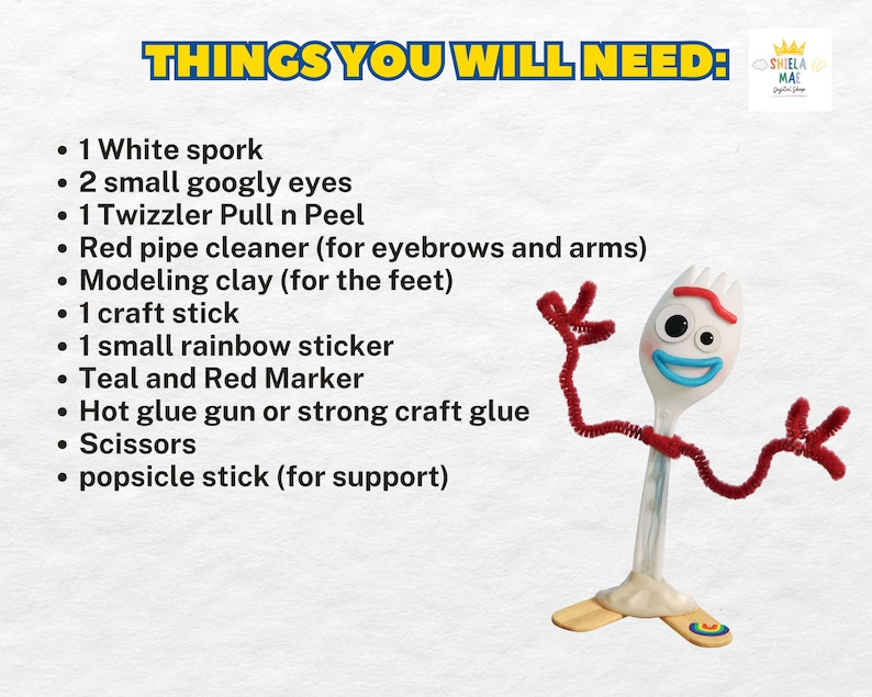 Toy Story make your own forky Label Template, Editable Toy Story Forky Craft Tag, Toy Story Forky Bag Labels, Toy Story Forky Bag Labels image 4