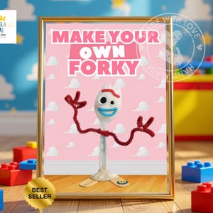 Crea il tuo cartello di Forky di Toy Story, Poster del cartello di Forky di Toy Story, Etichette del cartello di Forky di Toy Story, Forky di Toy Story, Etichetta per lavoretti di Toy Story