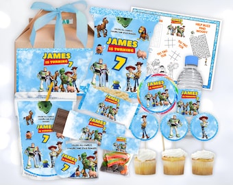 Paquete de fiesta de Toy Story, recuerdos de fiesta de Toy Story, paquete de fiesta de Toy Story, paquete de cumpleaños de Toy Story, cumpleaños de Toy Story editable, paquete de fiesta