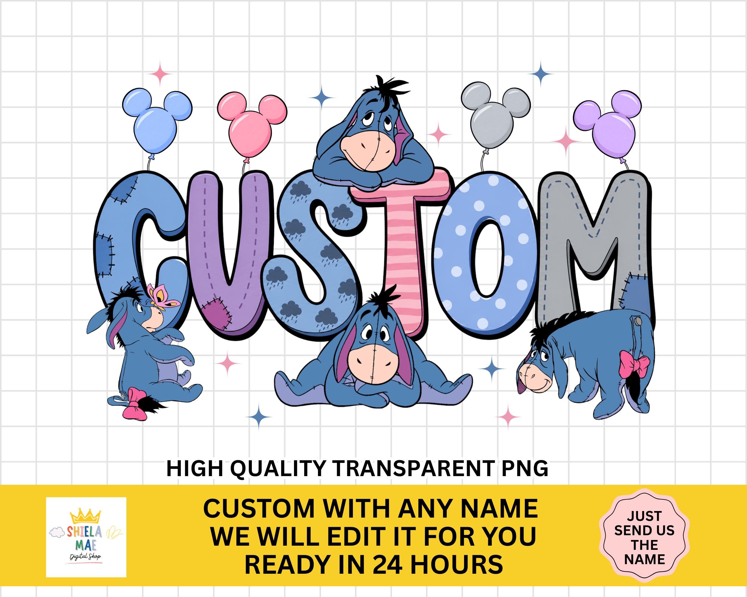Custom Eeyore Name PNG, Custom Name Digital Download, Eeyore