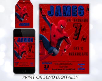 Editable Spiderman Invitation Birthday Party, Spiderman Digital Invitation, Spiderman Birthday, Editable With Canva, Instant Download