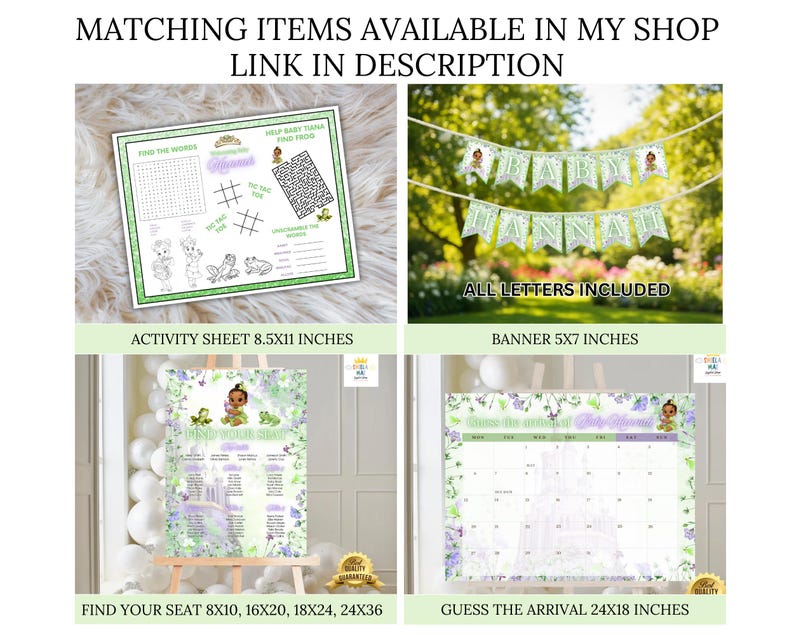 Bearbeitbares Prinzessin Baby Tiana Baby Shower Willkommensschild, Tiana Baby Shower, Baby Tiana Babyparty Willkommensschild, Baby Tiana willkommen Bild 11