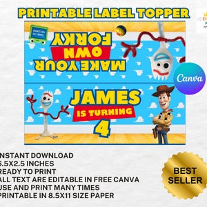 Toy Story make your own forky Label Template, Editable Toy Story Forky Craft Tag, Toy Story Forky Bag Labels, Toy Story Forky Bag Labels image 3