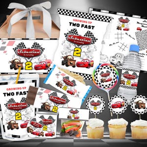 Pacote de festa de aniversário de Carros, lembrancinha de Carros, pacote de festa de Carros, pacote de aniversário de Carros, tema de Carros, festa de filme, Canva