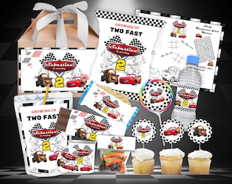 Paquete de fiesta de cumpleaños de Cars, recuerdo de fiesta de Cars, paquete de fiesta de Cars, lote de cumpleaños de Cars, tema de Cars, fiesta de películas, Canva