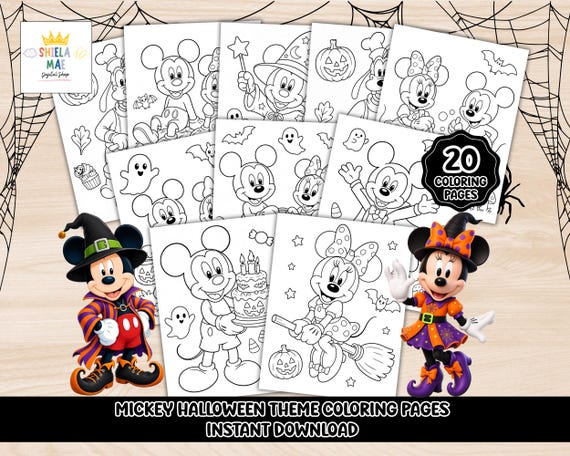 Halloween Mickey Mouse Coloring book, Mickey Halloween Kids Coloring Book, Printable Party Favor, Mickey Hallowee Printable Activity