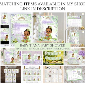 Bearbeitbares Prinzessin Baby Tiana Baby Shower Willkommensschild, Tiana Baby Shower, Baby Tiana Babyparty Willkommensschild, Baby Tiana willkommen Bild 8