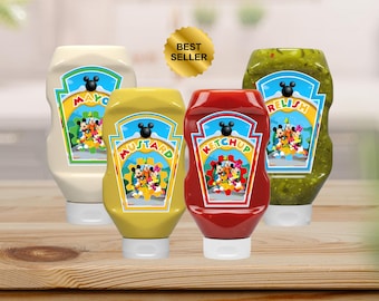 Mouse Clubhouse condiment labels, Mickey condiments bottle wrappers, Mickey condiments Labels, Mickey Mouse party label Instant download MC1
