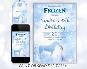 Invitación de cumpleaños de Frozen Invitación de Frozen Princesa Elsa Anna Invitación de fiesta Niña Invitación de cumpleaños de Frozen Tema EDITABLE Digital Instantáneo