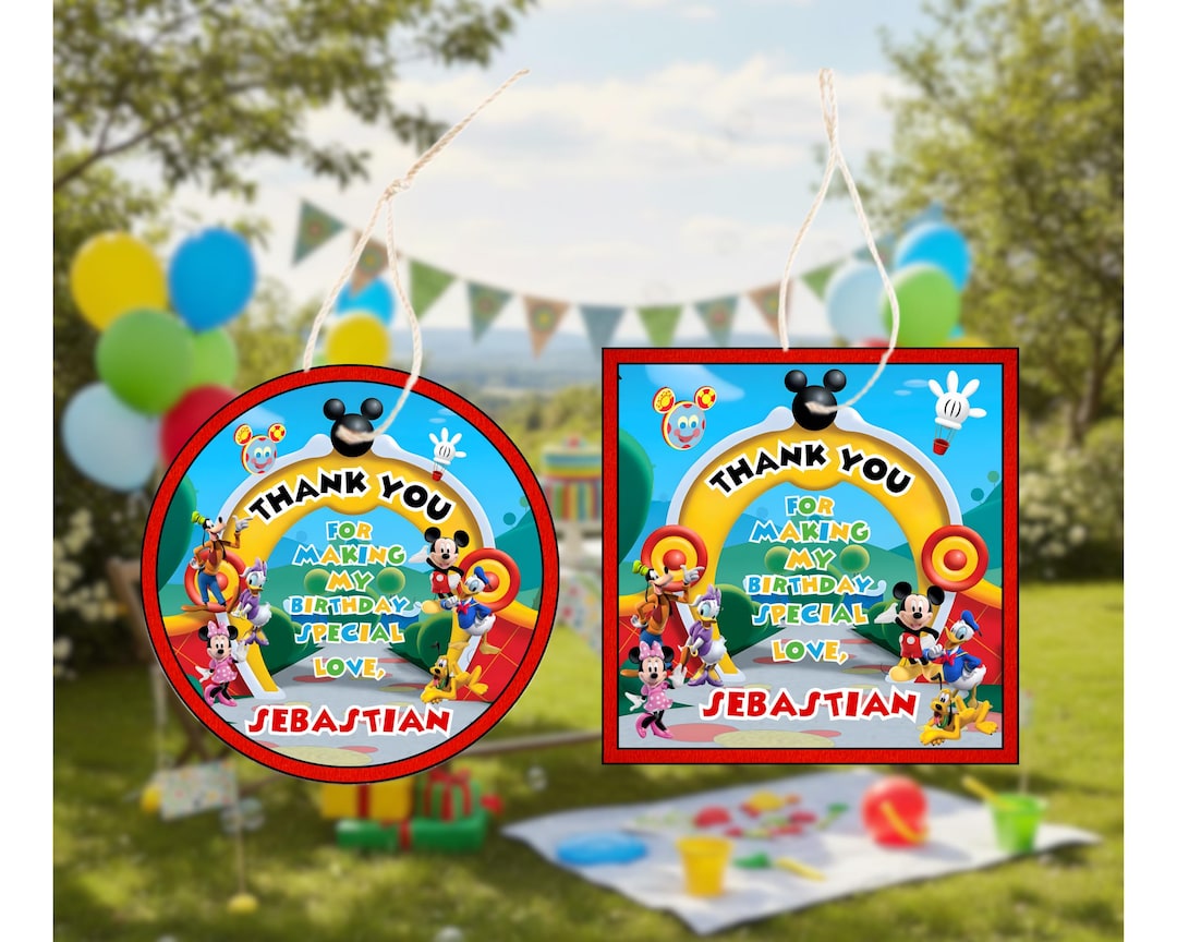 Mickey Mouse Clubhouse Printable Gift Tags, Birthday Party Thank You ...