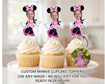 Adornos personalizados para cupcakes con la cara de Minnie, Adornos personalizados para cupcakes con la cara de Minnie, Adornos personalizados para cupcakes con la cara, Adorno para cupcakes con la cara del ratón