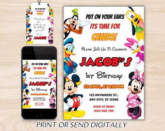 Mickey Mouse Birthday Invitation, Mickey Mouse Invitation, Mouse Invite, Cute Mickey Mouse Party Invite, Instant Download, Mickey Birthday