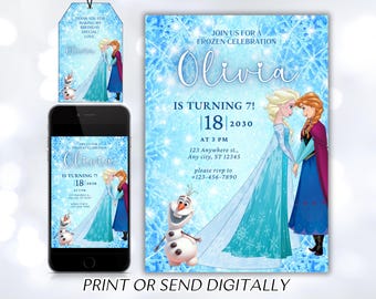 Frozen Birthday Invitation Frozen Invitation Princess Elsa Anna Party Invitation Girl Frozen Birthday Invite Theme EDITABLE Digital Instant
