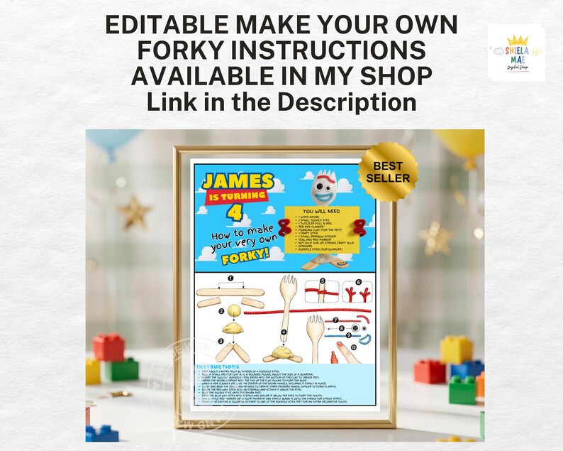 Toy Story make your own forky Label Template, Editable Toy Story Forky Craft Tag, Toy Story Forky Bag Labels, Toy Story Forky Bag Labels image 8