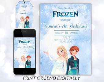 Invitación de cumpleaños de Frozen Invitación de Frozen Princesa Elsa Anna Invitación de fiesta Niña Invitación de cumpleaños de Frozen Tema EDITABLE Digital Instantáneo
