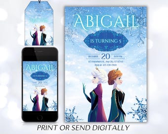 Invitación de cumpleaños de Frozen Invitación de Frozen Princesa Elsa Anna Invitación de fiesta Niña Invitación de cumpleaños de Frozen Tema EDITABLE Digital Instantáneo