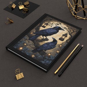Mystisches Rabe Hardcover Notizbuch, Wunderschöne Natur Inspiriertes Notizbuch, Geschenk für Autoren, Einzigartiges Journaling, Halloween Dekor