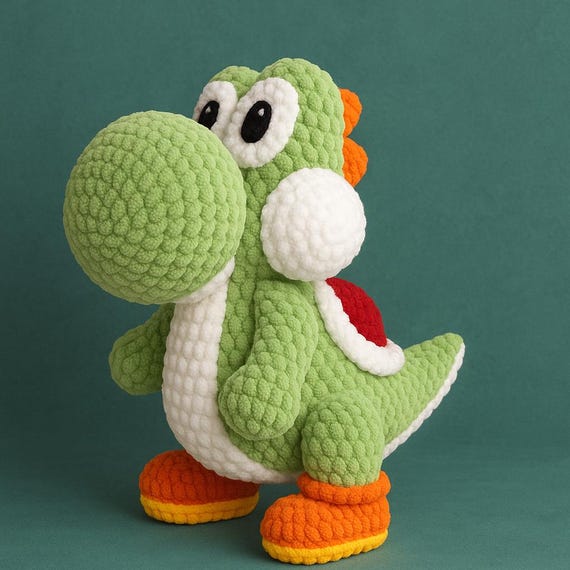Yoshi-inspired Dinosaur Amigurumi Crochet Pattern, PDF Download