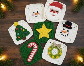 PDF Patterns, Christmas Granny Squares, Christmas Theme, Crochet PDF, Holliday PDF, Christmas Crochet Tutorial, Crochet Gift Idea.