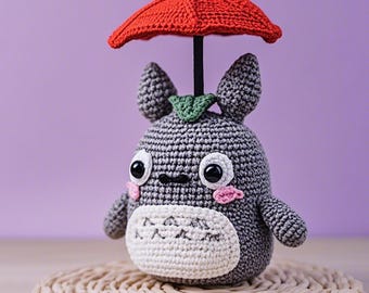 Wzór na szydełkową maskotkę Totoro Amigurumi – pluszowy duch lasu DIY, łatwy samouczek w formacie PDF dla początkujących i zaawansowanych rękodzielników, natychmiastowe pobranie