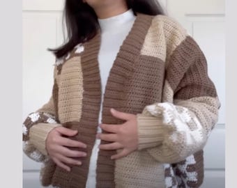 Patchwork Checkered Crochet Cardigan Pattern (PDF)