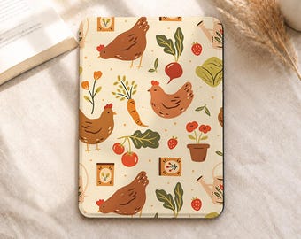 Chicken Farm Kindle Case, Paperwhite 11th/12th Gen Case With Hand Strap, Kobo Clara & Libra Case, Cottagecore Cover, Gift for Book Lovers