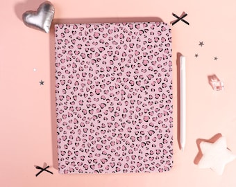 Custodia per iPad Sweet Girl a forma di cuore con motivo leopardato per iPad 10.9" 10.2" pollici, iPad Air 6/5/4 iPad Pro iPad 2024 2025 iPad mini 6 A16 Air7