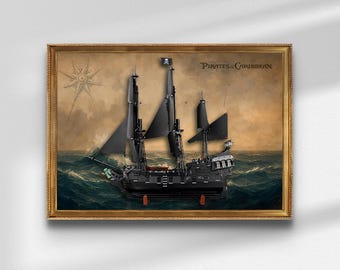 Captain Jack Sparrow's Pirate Ship, Pirates of the Caribbean inspired Digital Art for Wall Poster, 10365 compatible
