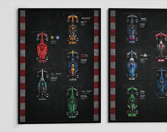 Speed Champions collection F1 inspired Digital Art (2 poster variations Portait) Wall Poster, Speed Champions 77242 - 77251 compatible