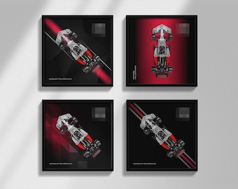 Four set inspired Designs of Audi Revolut F1 Team R26 Race Car Digital Art for Wall Poster, Speed Champions 77259 compatible