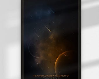 The Mandalorian's N-1 Starfighter, Star Wars inspired Digital Art for Wall Poster, 75442 compatible